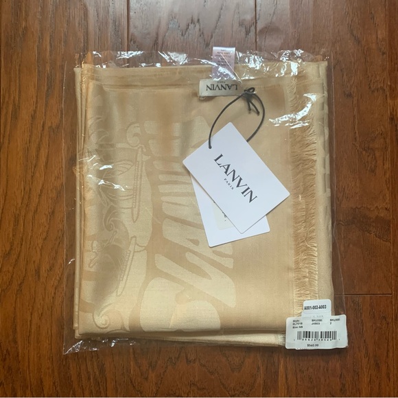 LANVIN Tonal Summer Wave Silk & Wool Pashmina Scarf - Picture 4 of 9